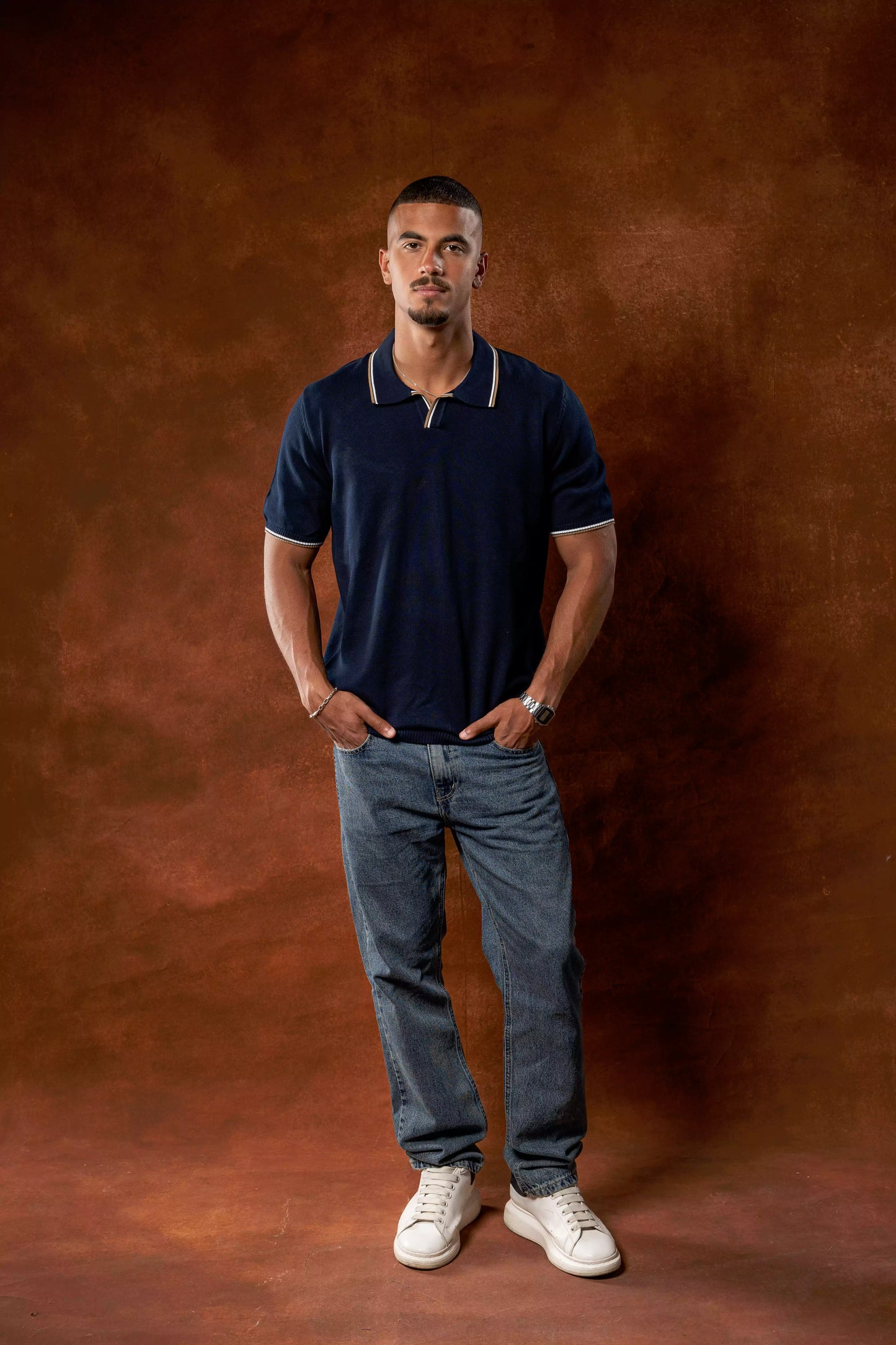 Dark Blue Knitted Polo