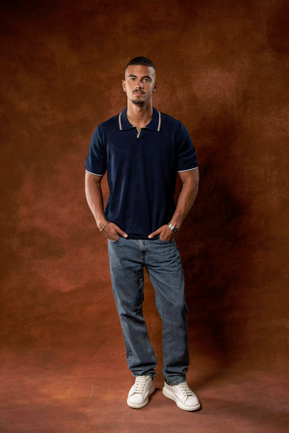 Dark Blue Knitted Polo