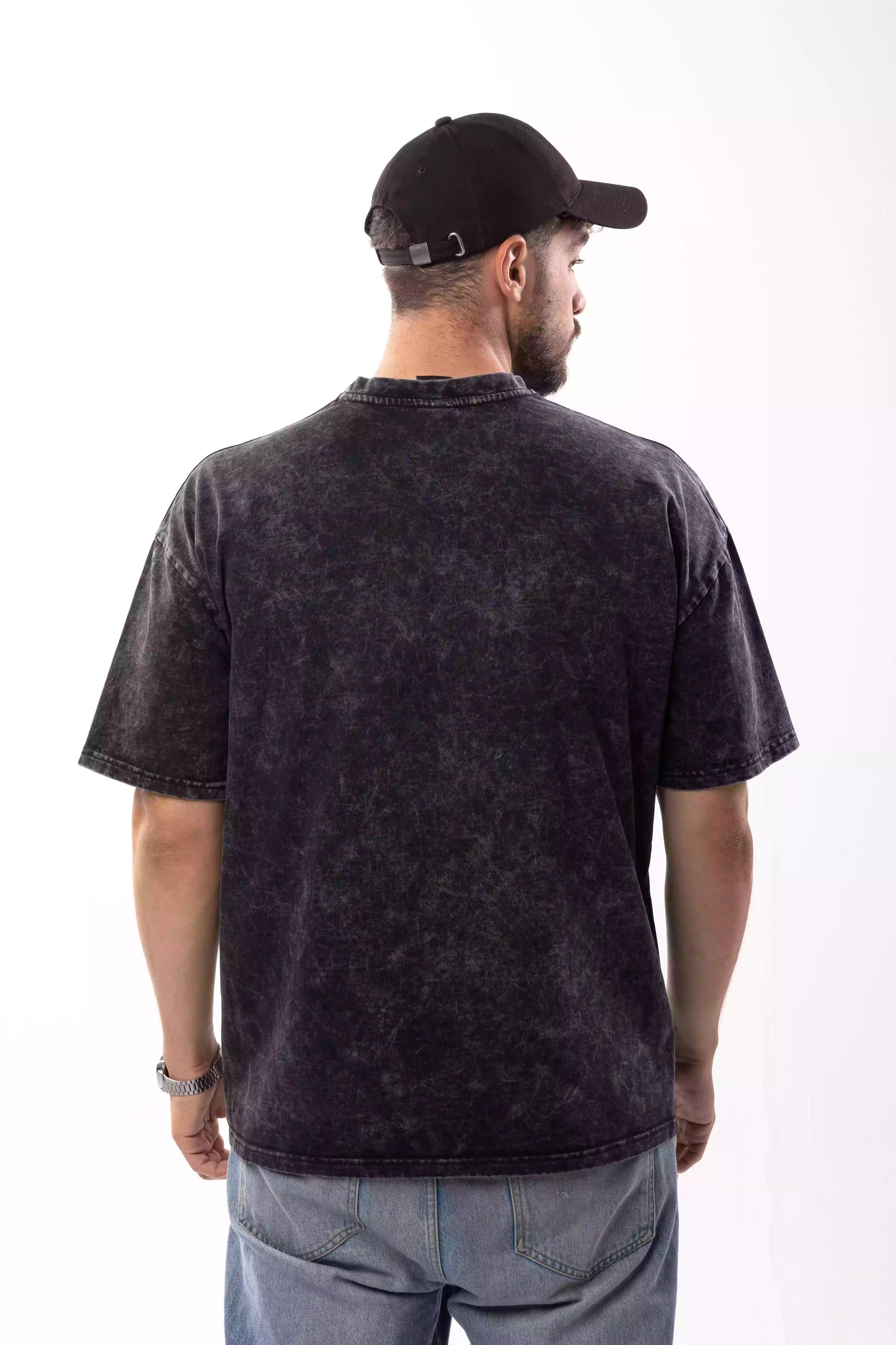 Printed Acid washed grey oversized T-shirt