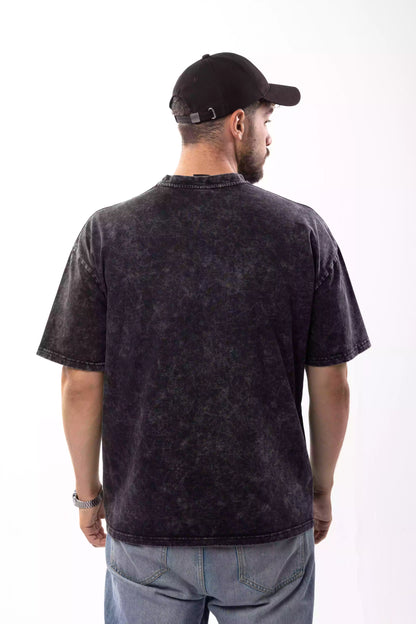 Printed Acid washed grey oversized T-shirt