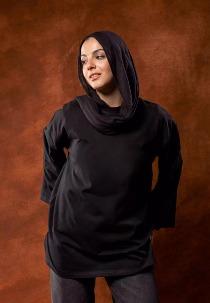 Plain Black long sleeves oversized T-shirt