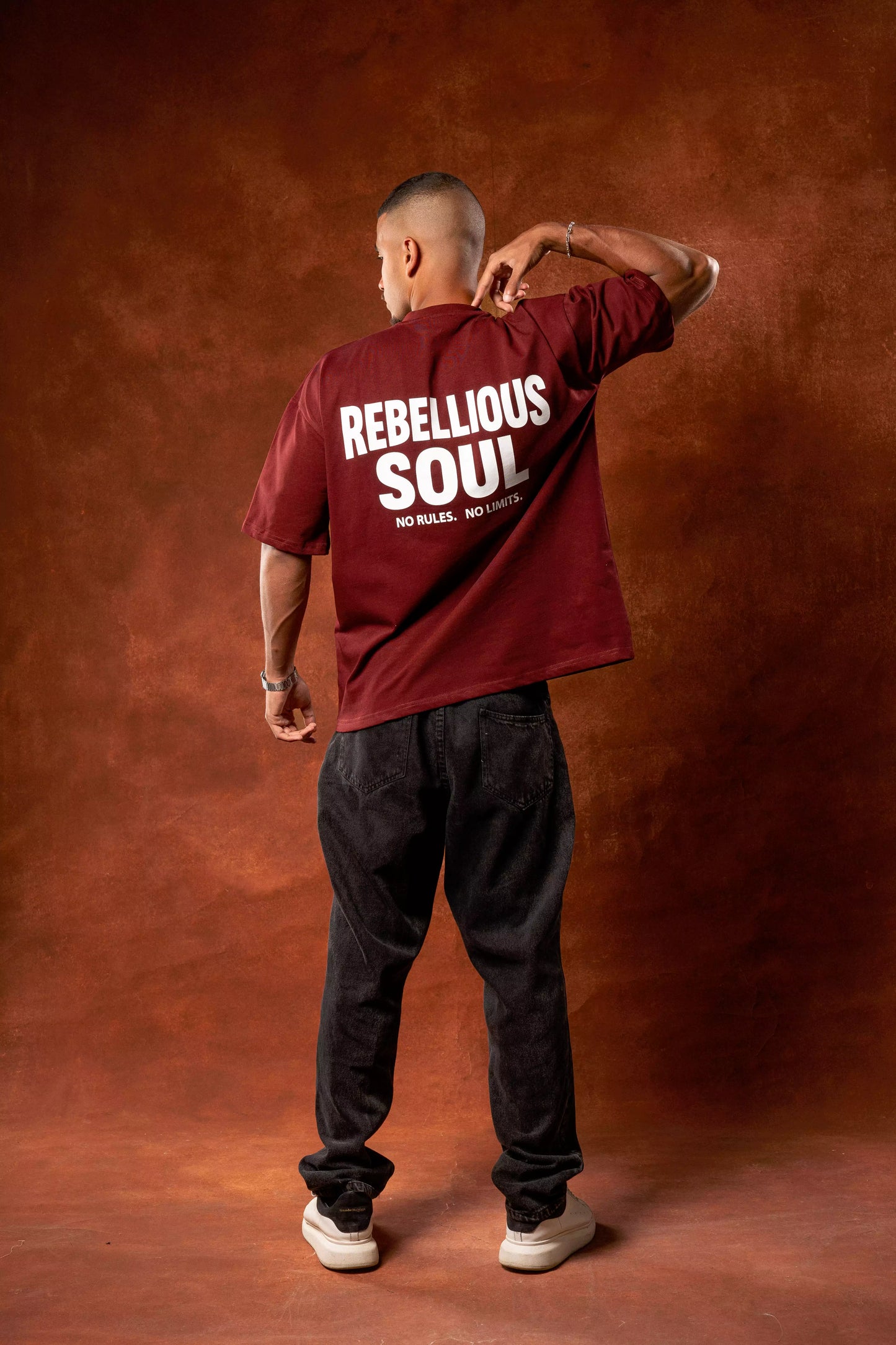 Printed Maroon oversized T-shirt