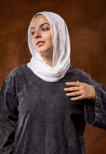 Plain Acid washed grey long sleeves oversized T-shirt