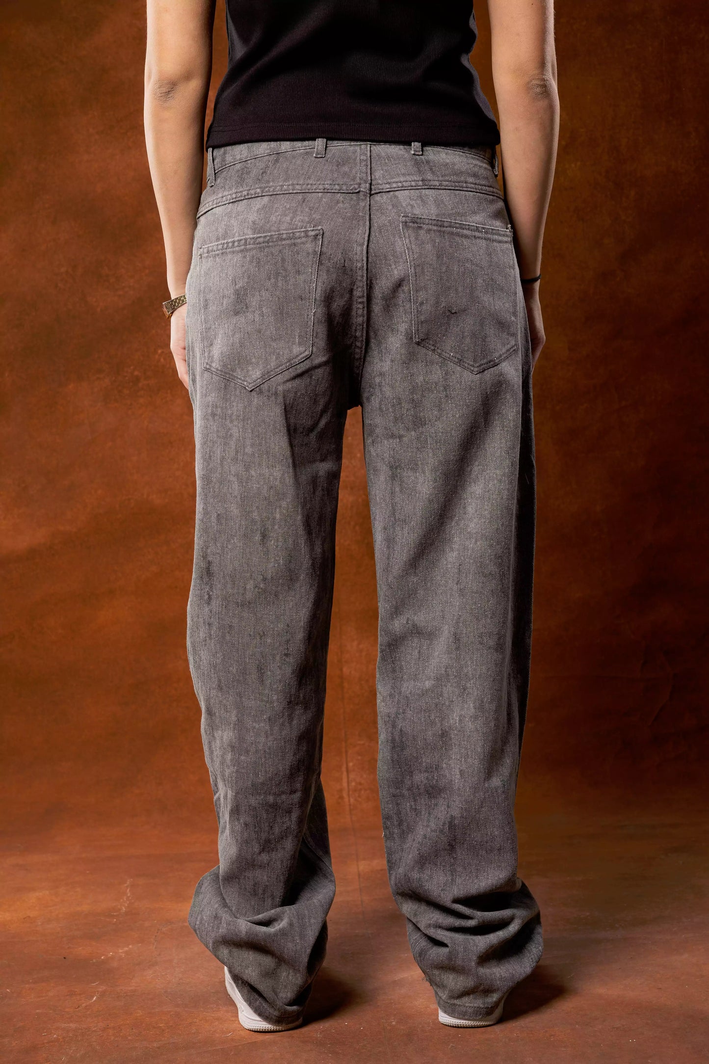 Grey wide leg jeans