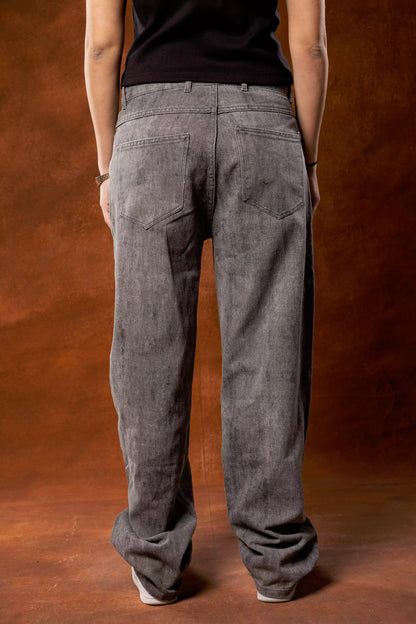 Grey wide leg jeans