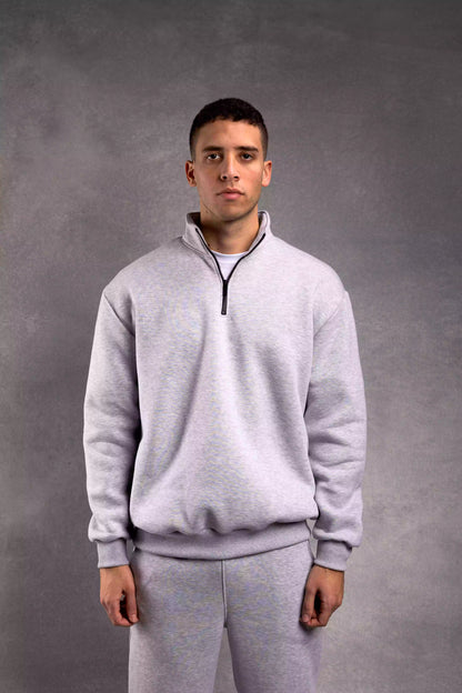 Grey sweatshirt with quarter zip