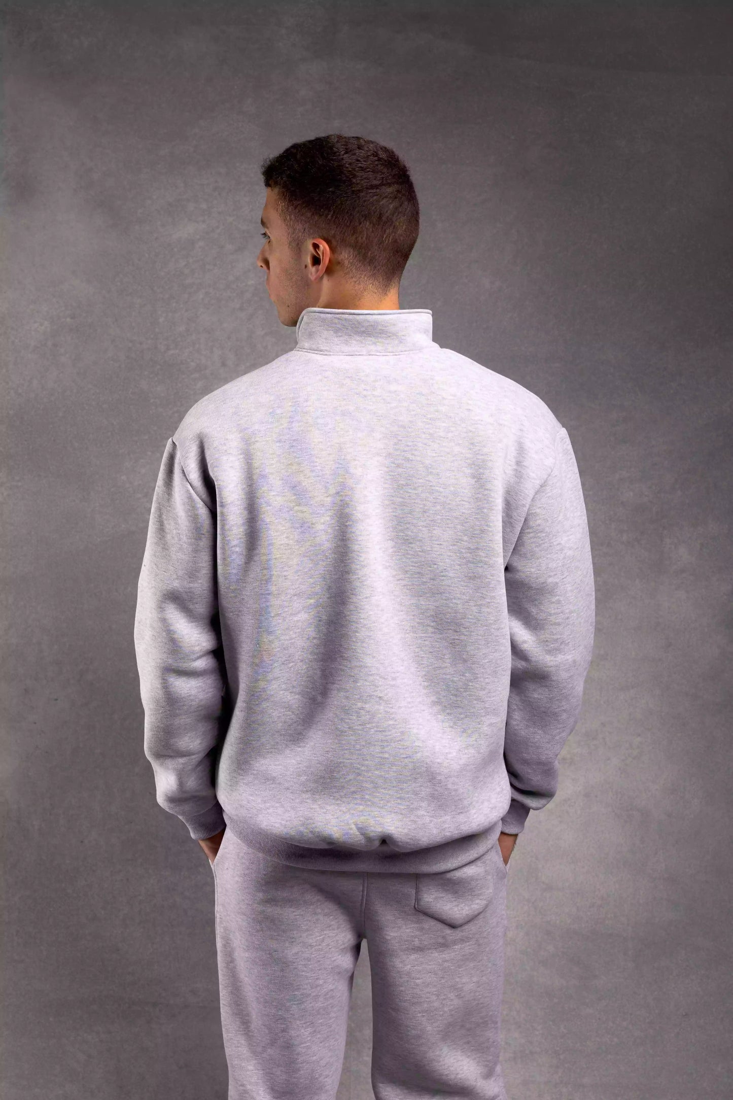 Grey sweatshirt with quarter zip