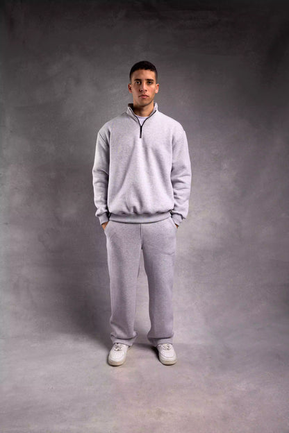 Grey sweatshirt with quarter zip