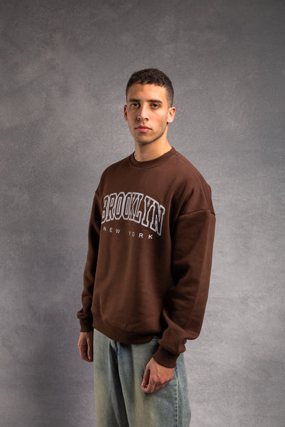 Brown printed oversized sweatshirt