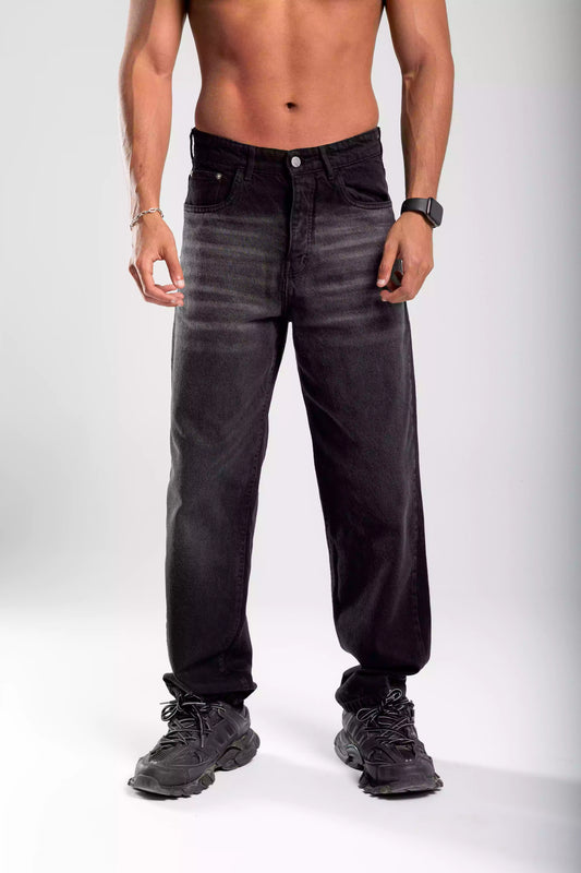 Black wide leg jeans unisex