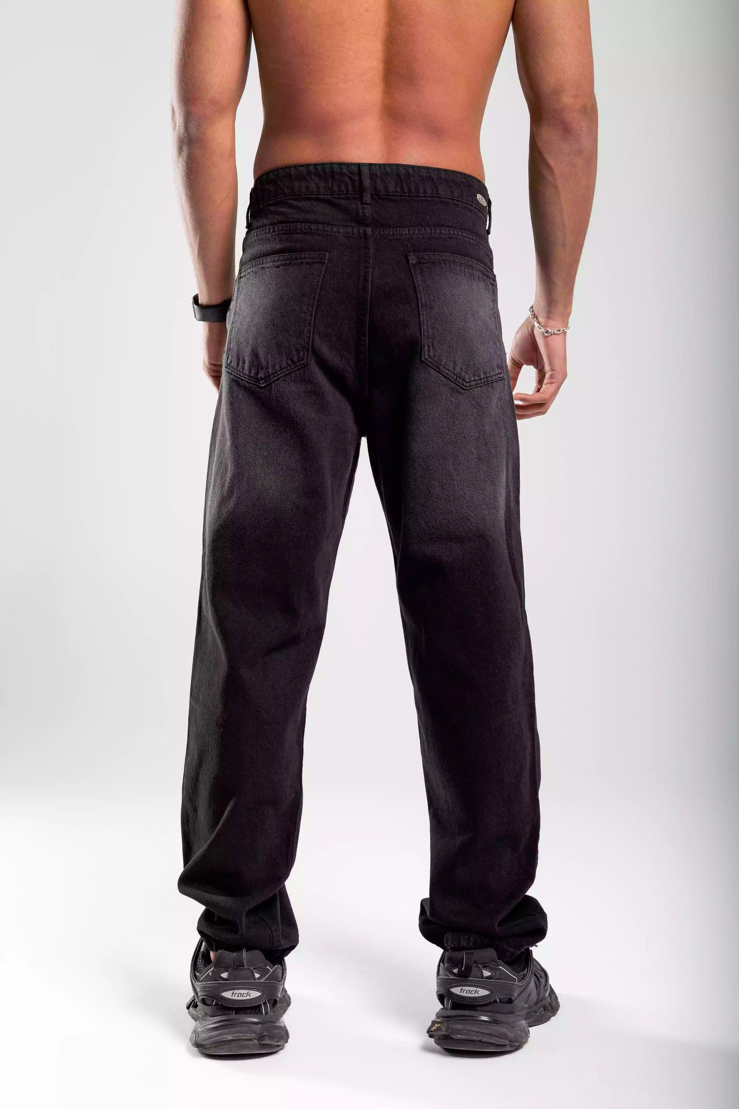 Black wide leg jeans unisex