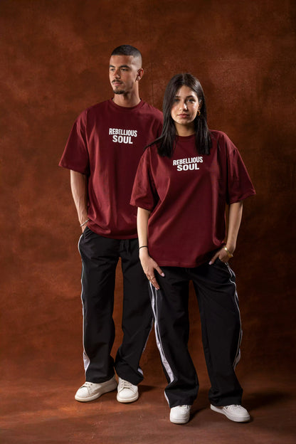 Printed Maroon oversized T-shirt