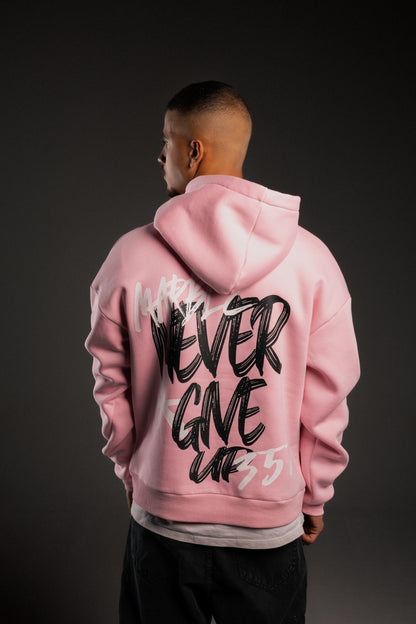 Pink printed oversized hoodie