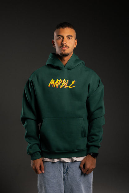 Dark green printed oversized hoodie