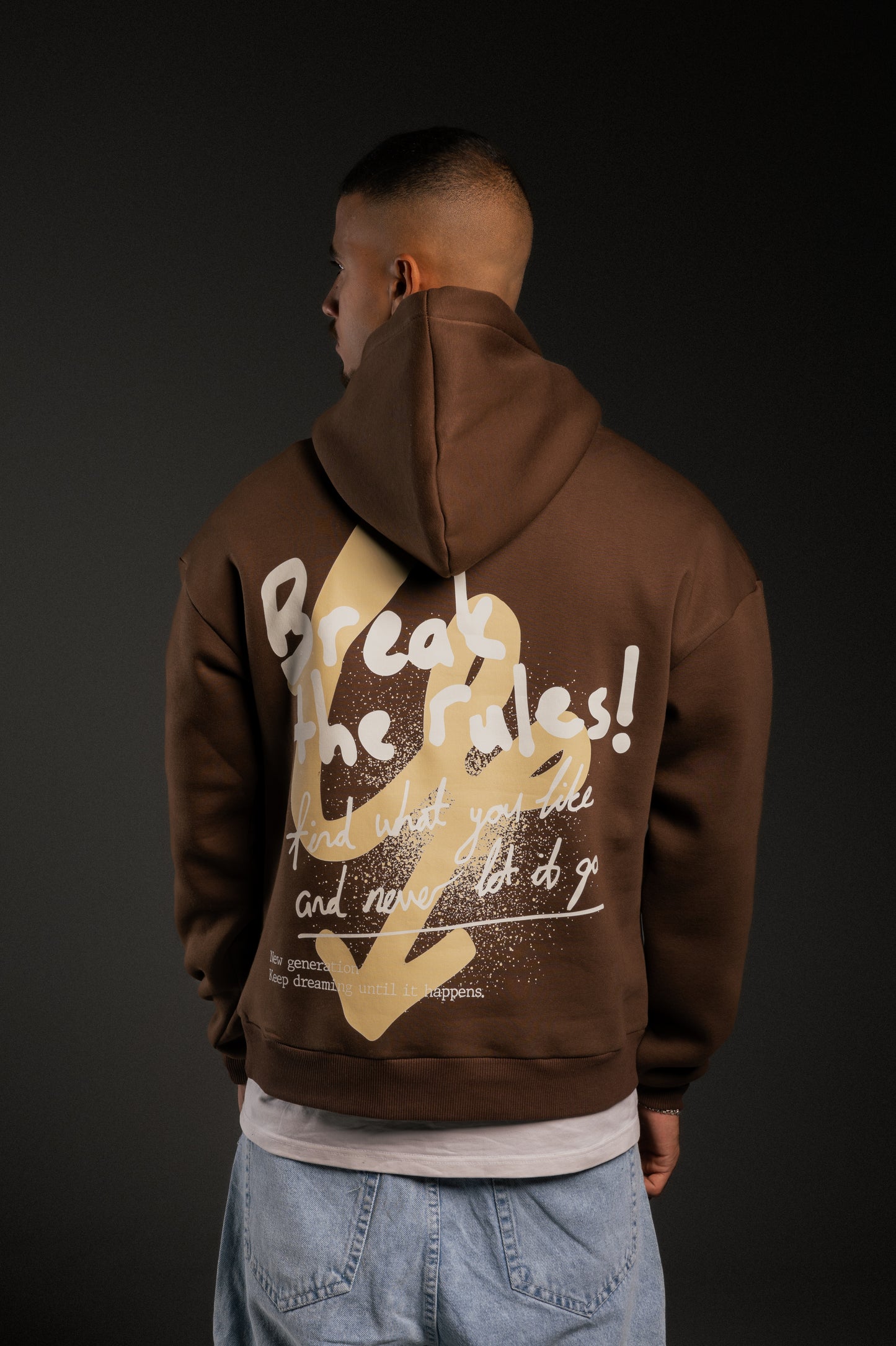 Brown printed oversized hoodie