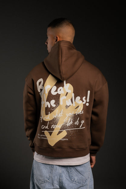 Brown printed oversized hoodie