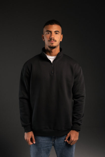 Black sweatshirt with quarter zip