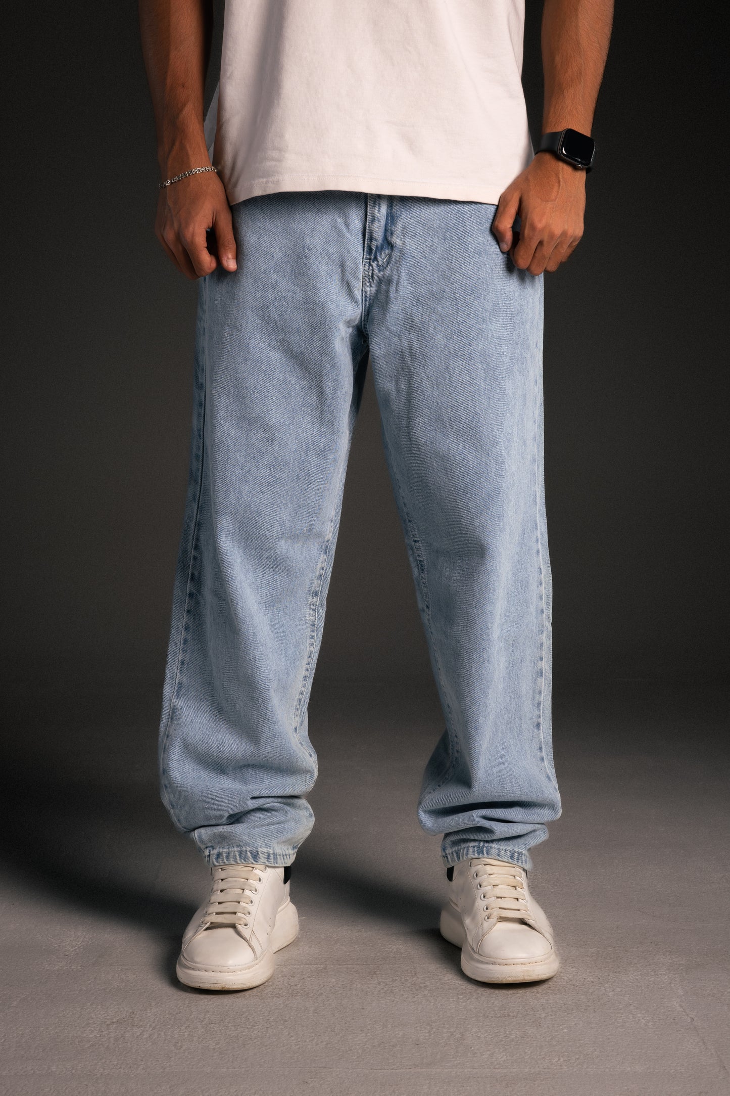 Blue wide leg jeans unisex