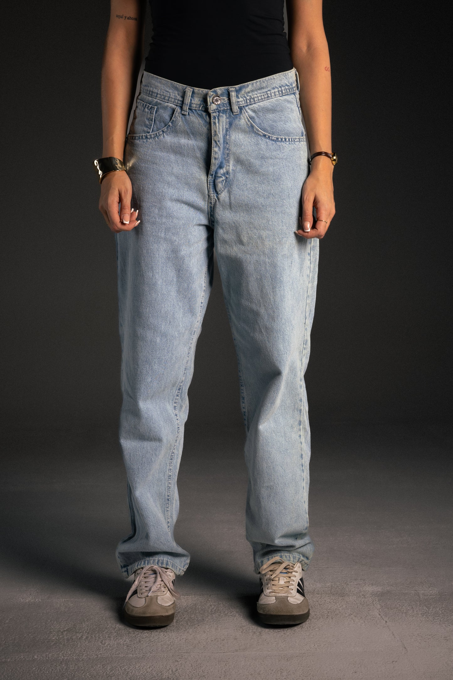 Blue wide leg jeans unisex