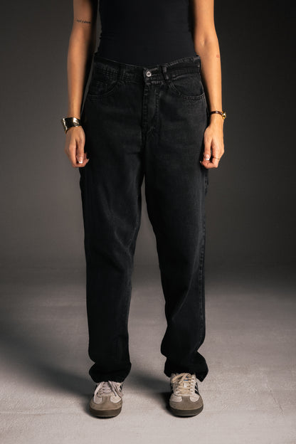 Black wide leg jeans unisex