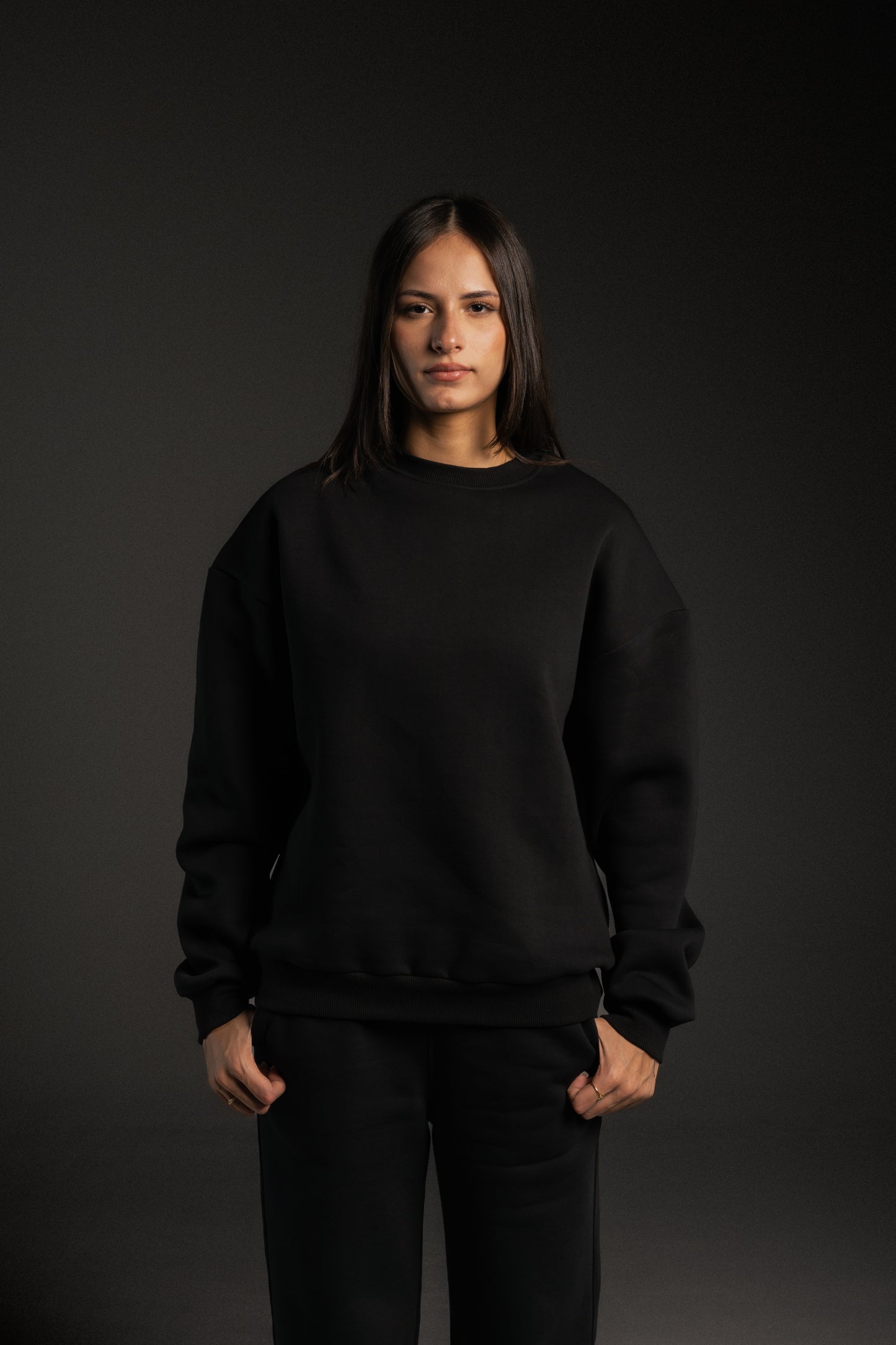 Black plain oversized sweatshirt