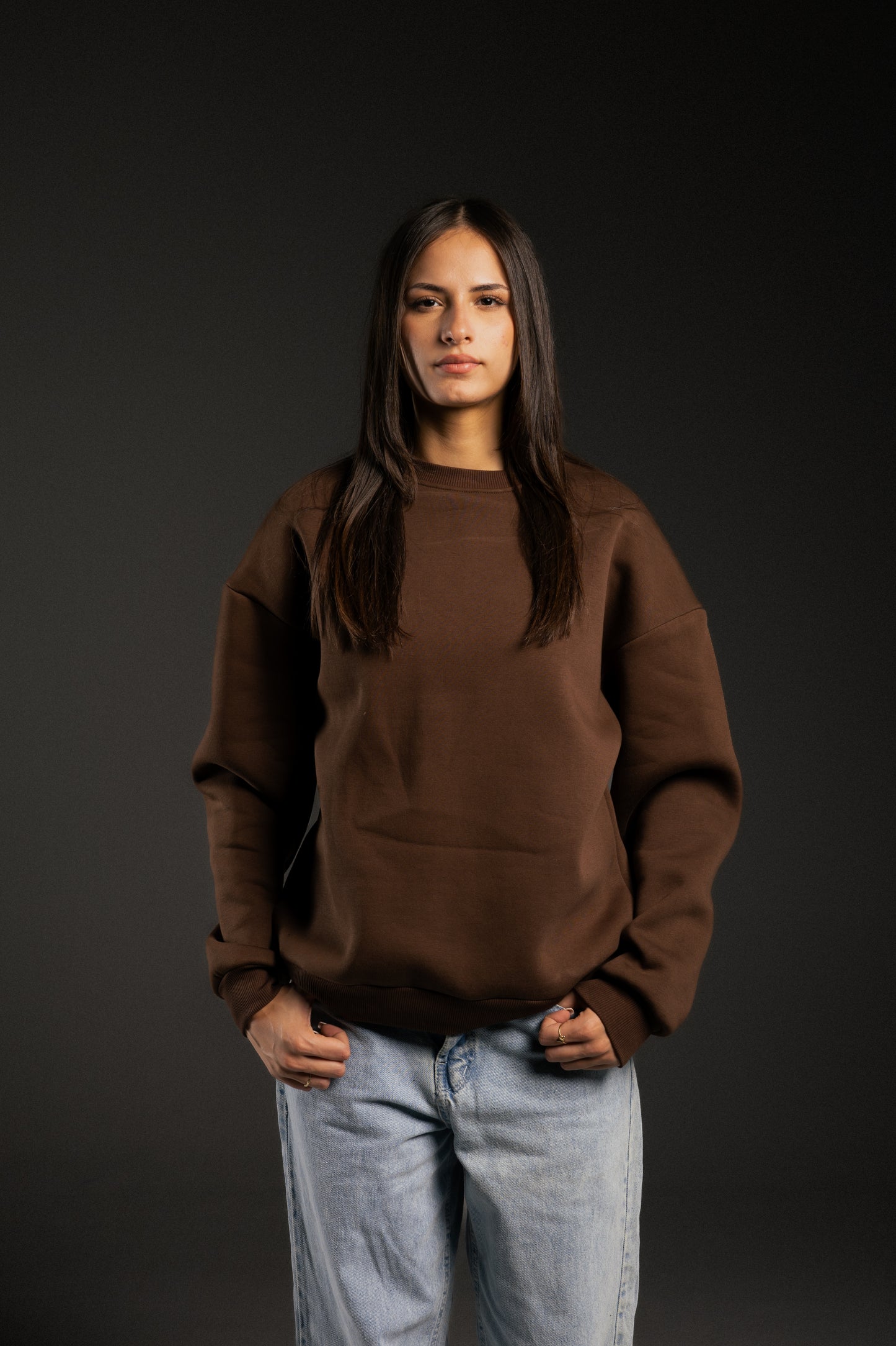 Brown plain oversized sweatshirt