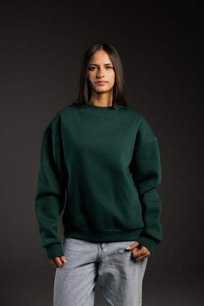 Dark green plain oversized sweatshirt