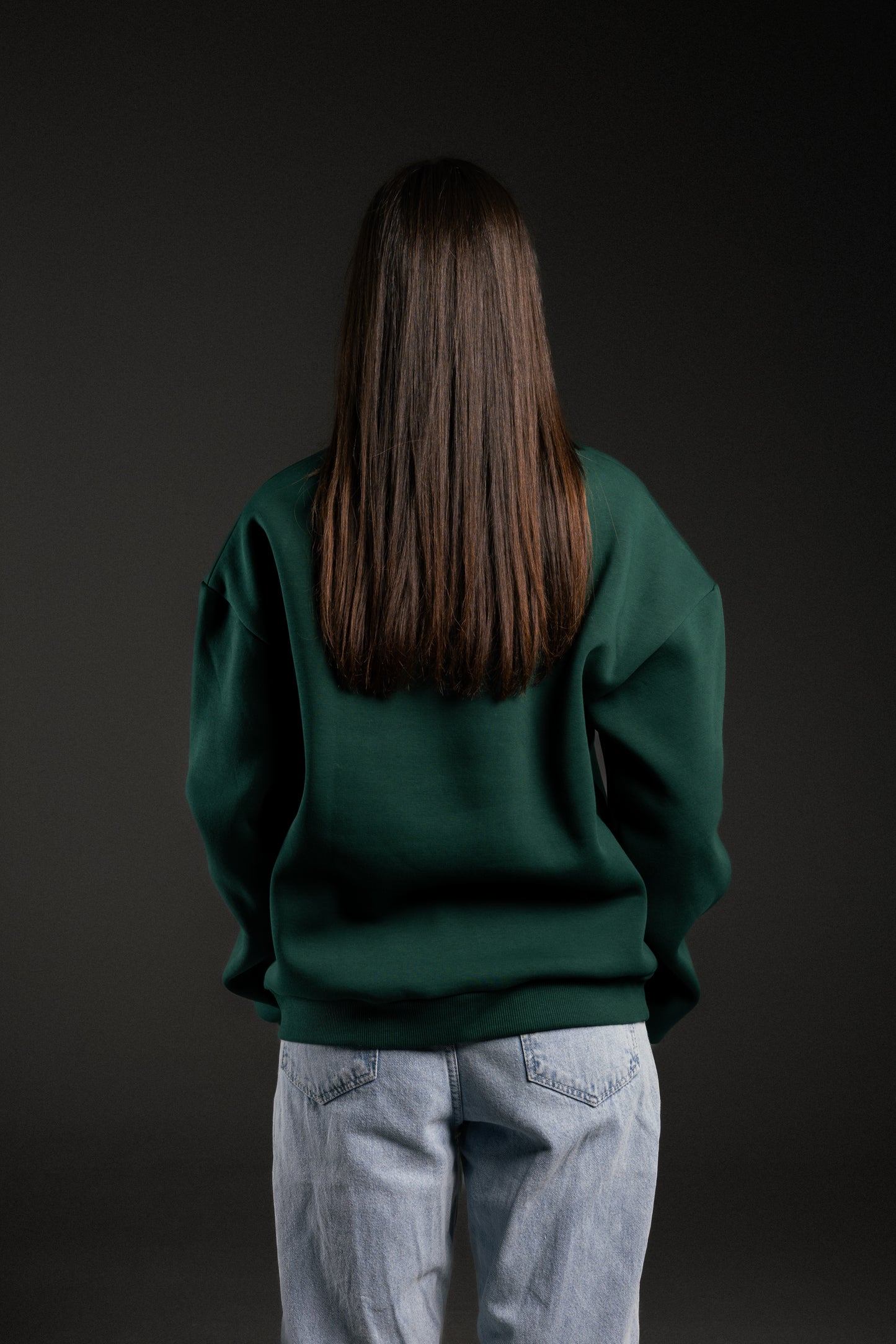 Dark green plain oversized sweatshirt