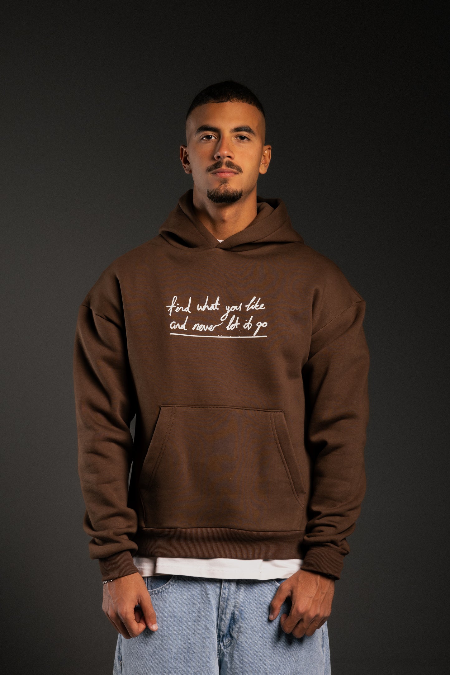 Brown printed oversized hoodie