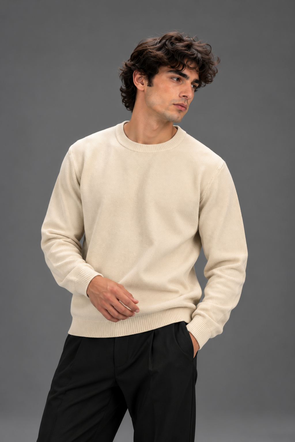 knitted beige sweater