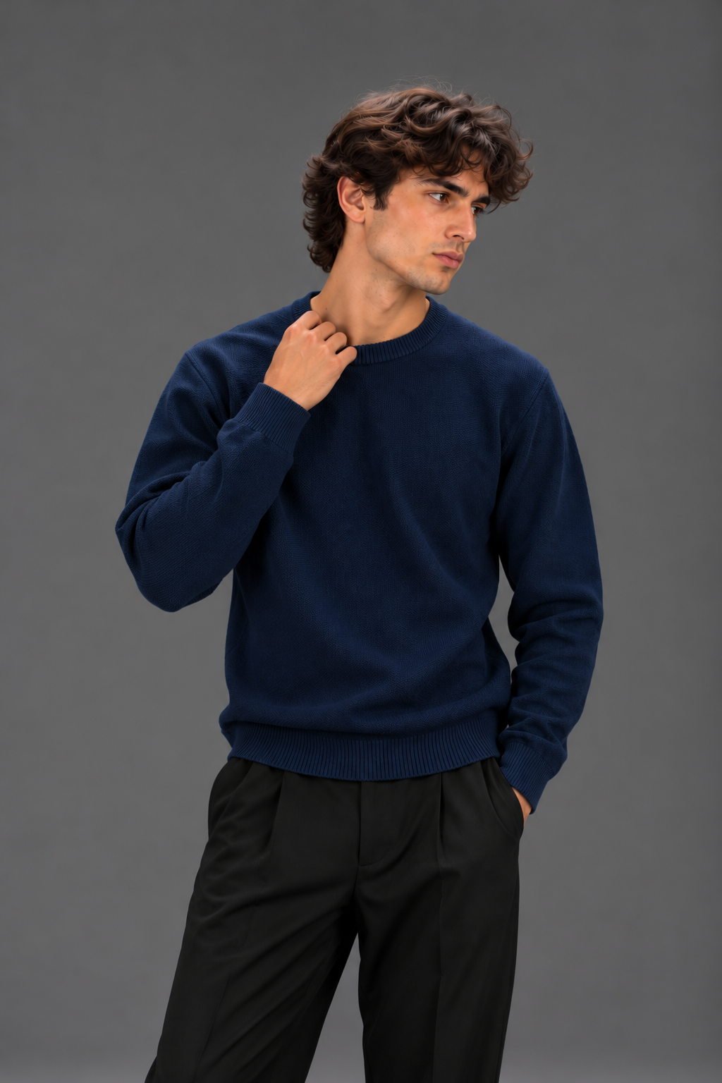knitted Dark Blue sweater