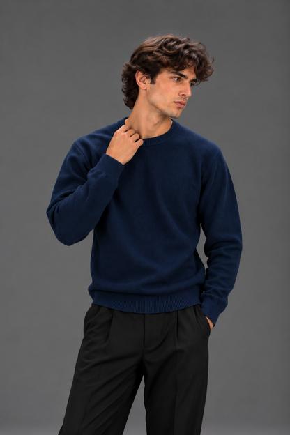 knitted Dark Blue sweater
