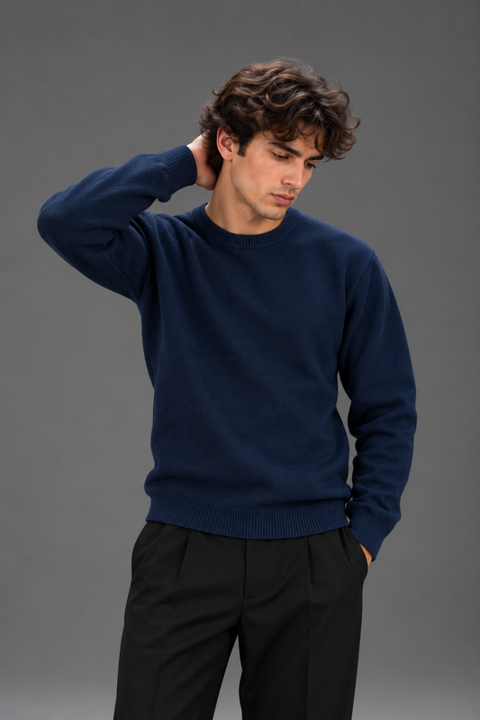 knitted Dark Blue sweater