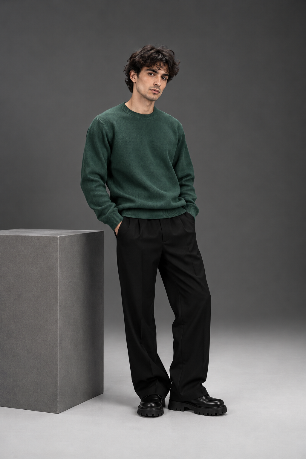 knitted Dark green sweater