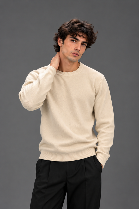 knitted beige sweater