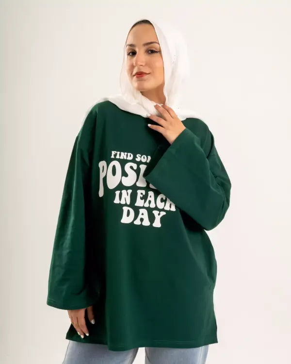 Dark green long sleeves oversized T-shirt Summer milton