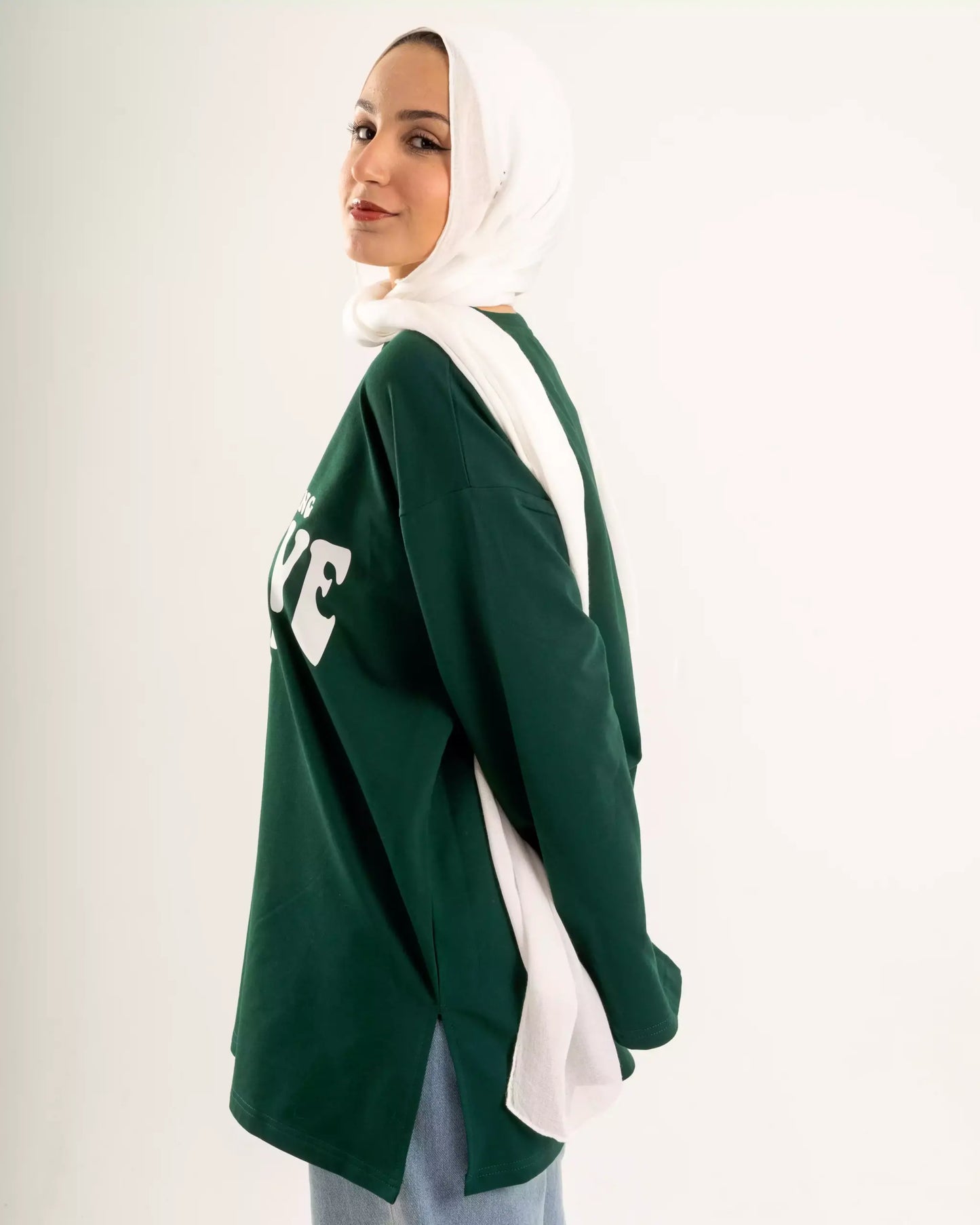 Dark green long sleeves oversized T-shirt Summer milton