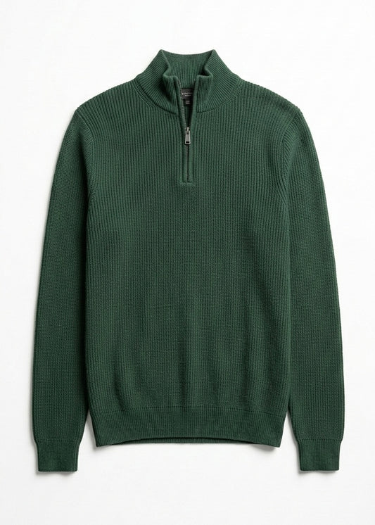 Dark green Zip Knit Sweater