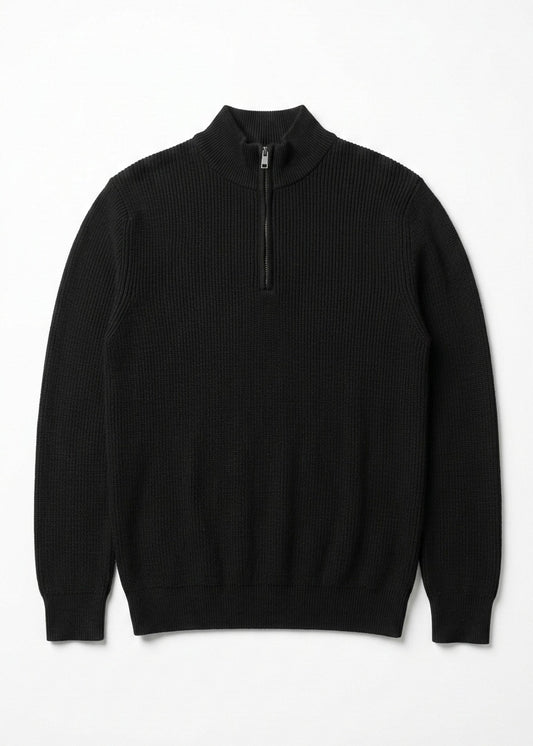 Black Zip Knit Sweater