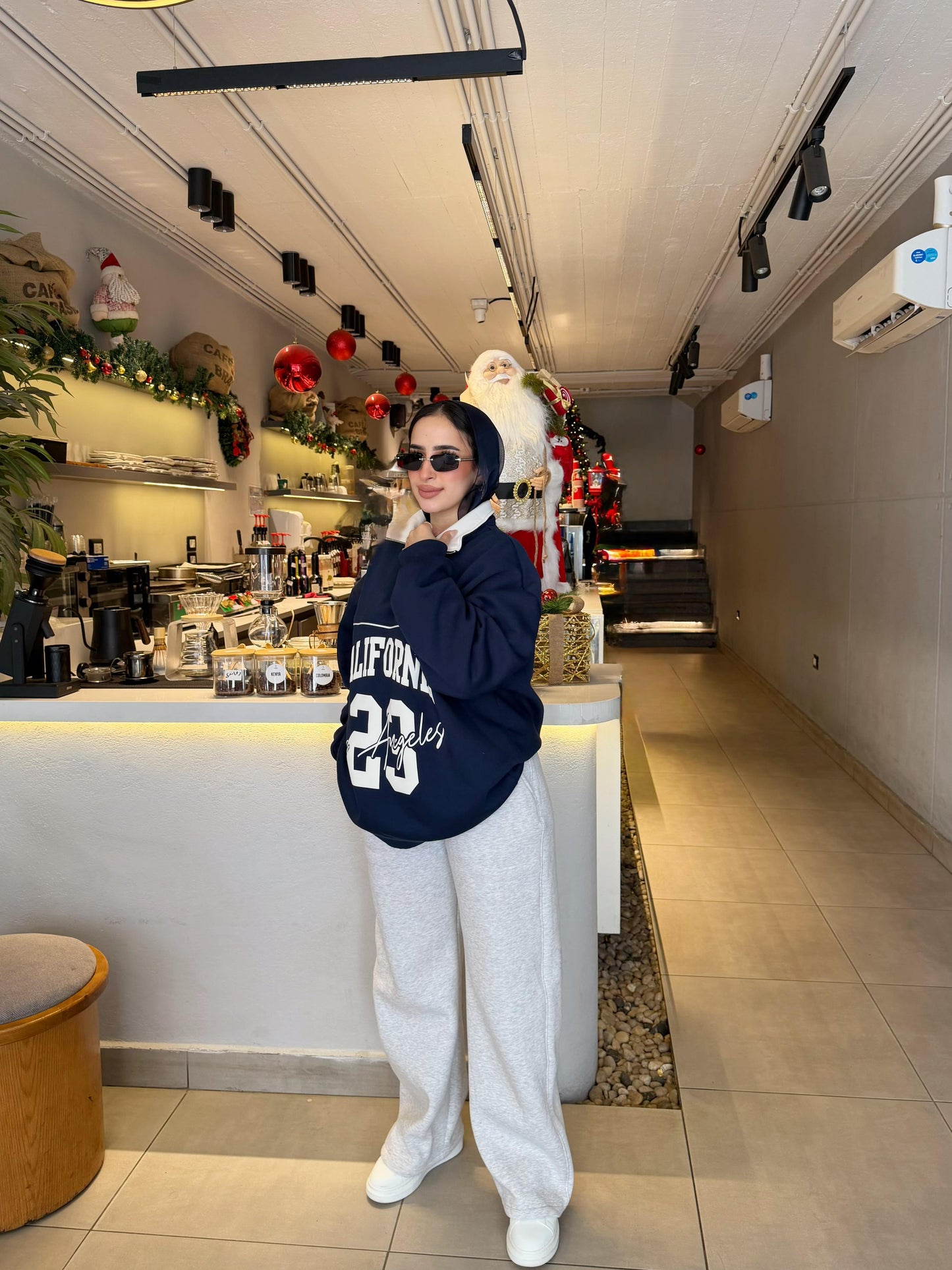 Dark Blue sweatshirt with quarter zip