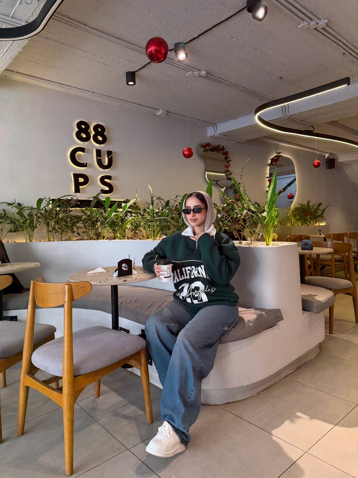 Dark Green sweatshirt with quarter zip