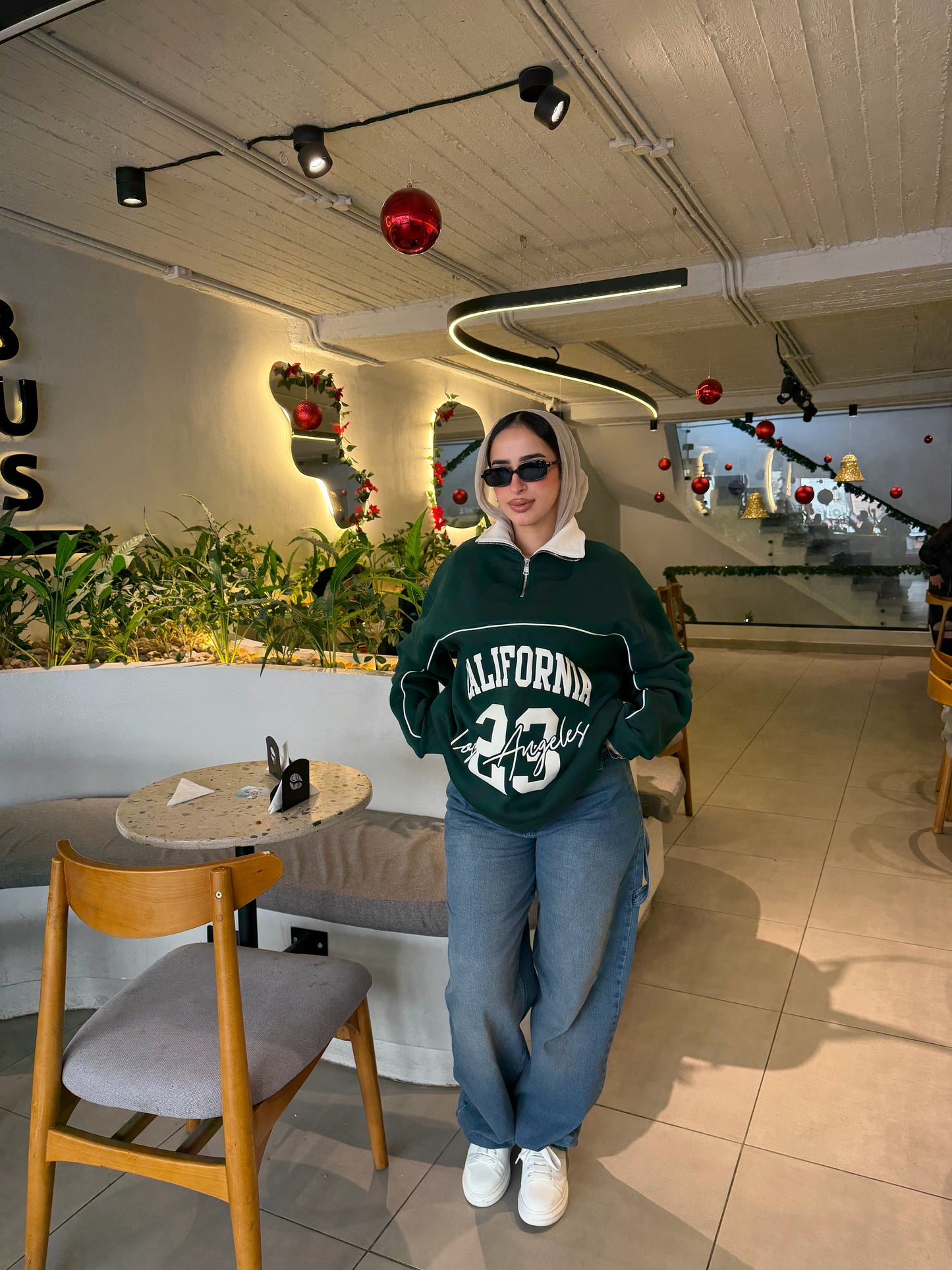 Dark Green sweatshirt with quarter zip