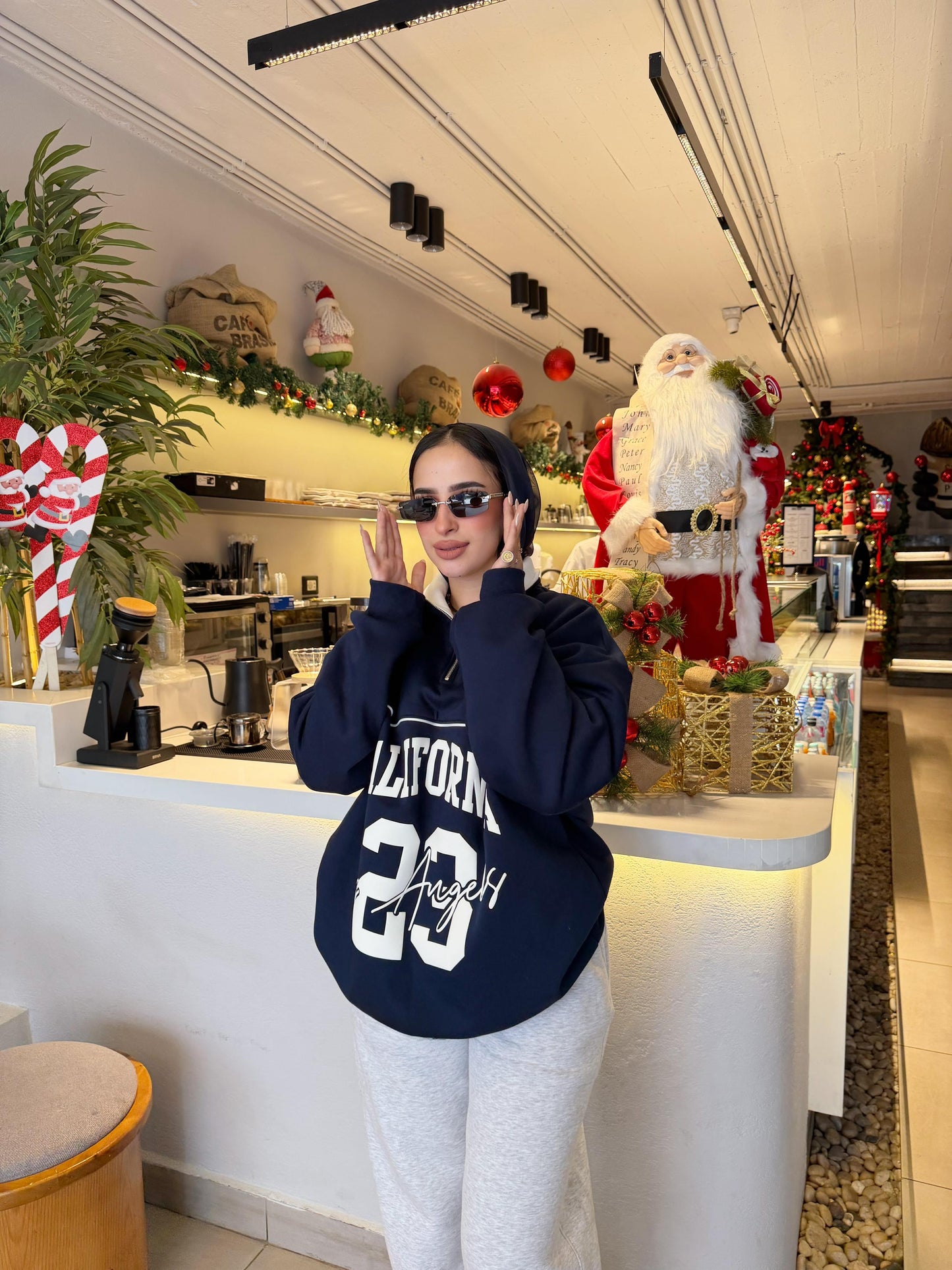 Dark Blue sweatshirt with quarter zip