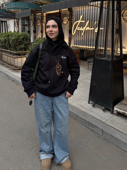 Black “Marble Logo” Oversized Sweatshirt