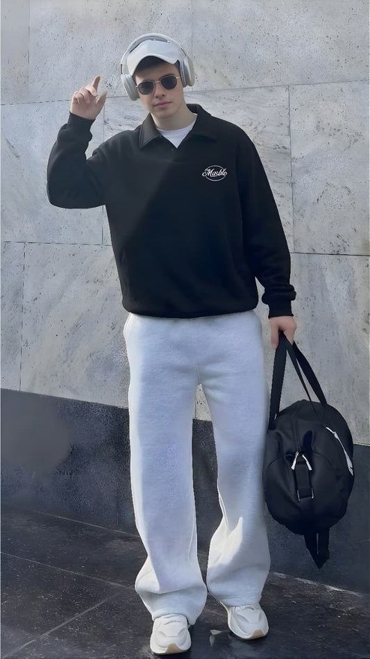 Black “Marble Logo” Oversized Sweatshirt