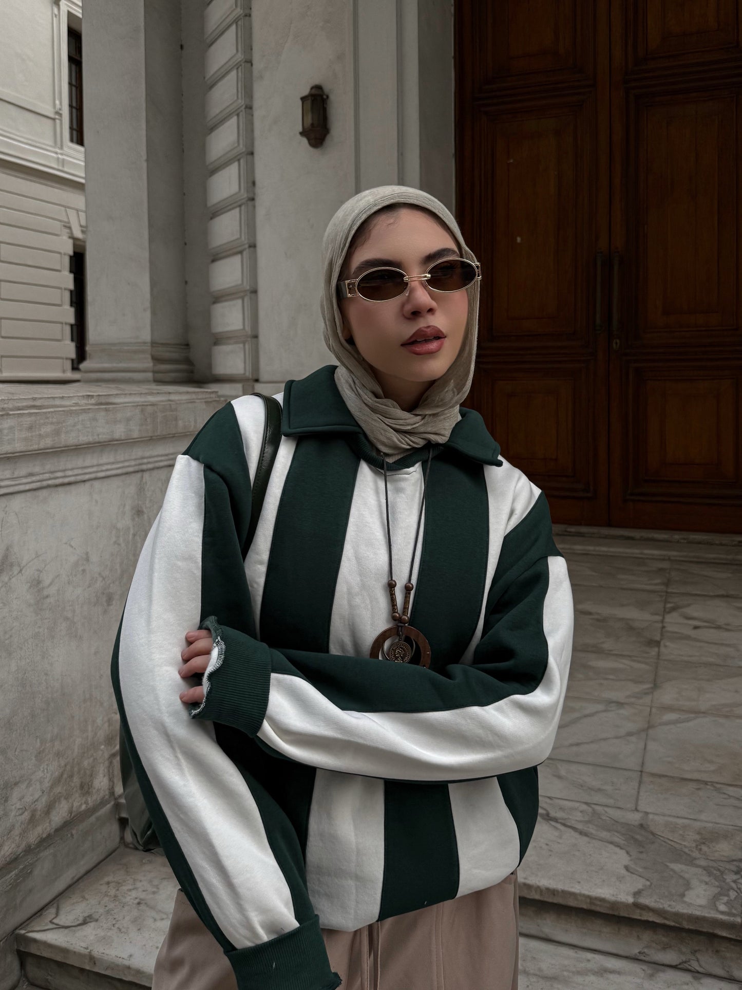 Marble Stripes (Dark green\off white)