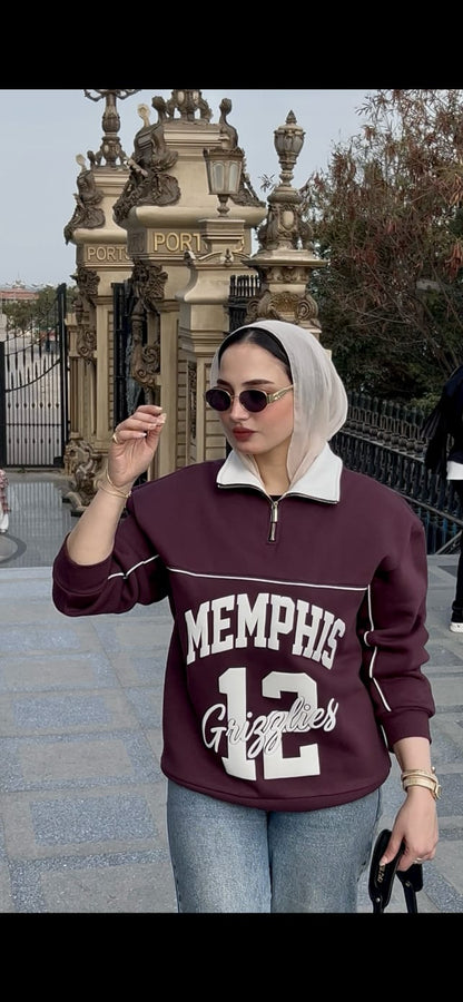 Memphis 12 Varsity Quarter-Zip - Burgundy
