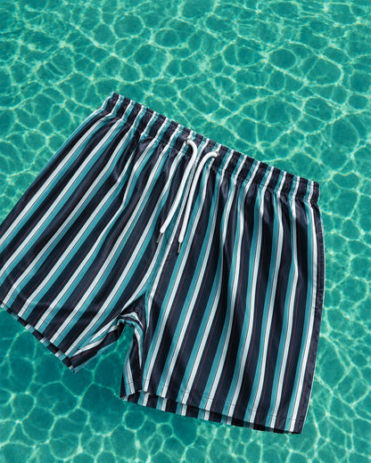 Marble Multi-Stripe Summer Shorts - Blue Mix {pre-order}