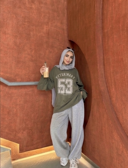 VETERINARY 53 Oversized Long Sleeve Tee - Army