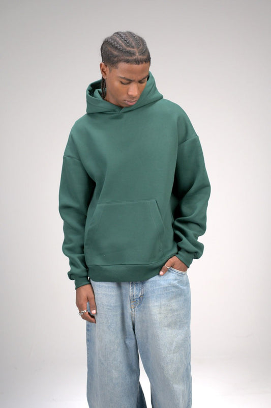 Dark Green Plain Oversized Hoodie